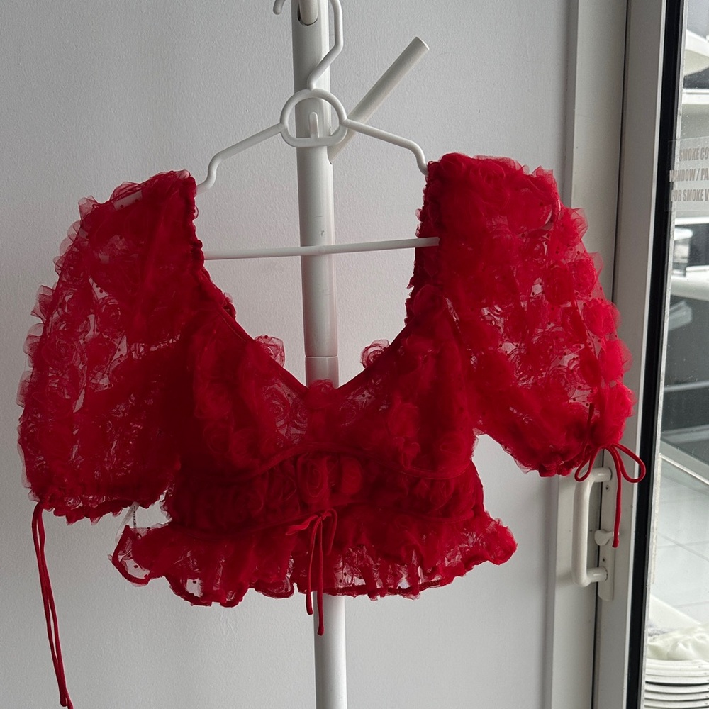For Love And Lemons Scarlet Lace Crop Top